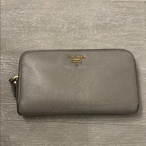 Prada Gray Leather Wallet